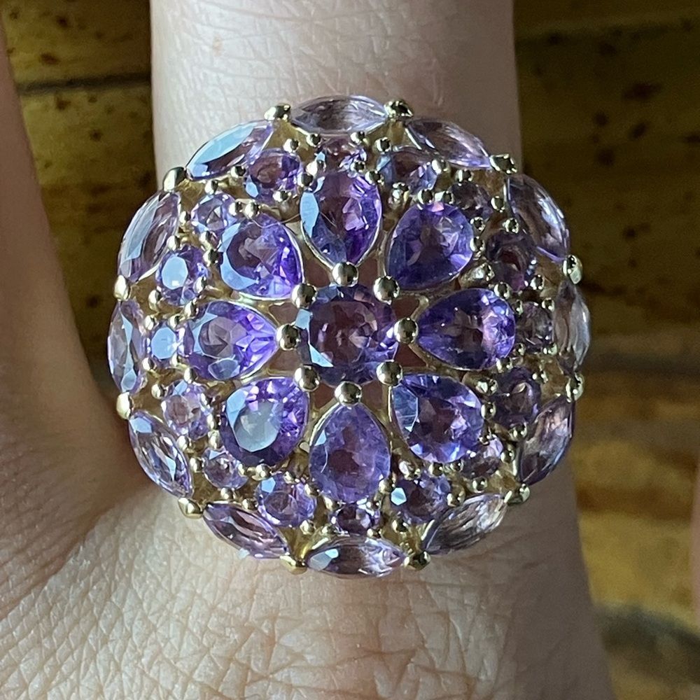 Natural Lavender Amethyst Sterling Silver Cocktail Ring Size 9.25